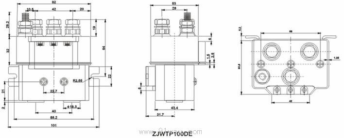 ZJWTP100DE電動(dòng)絞盤專用直流接觸器安裝尺寸