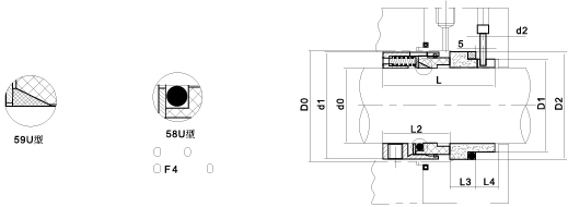 59UA(58UA)型機(jī)械密封外形尺寸