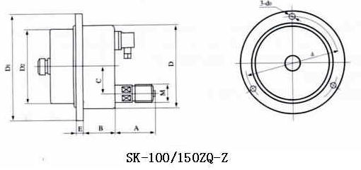 SK60/100/150數(shù)顯耐震電接點壓力表外形尺寸1