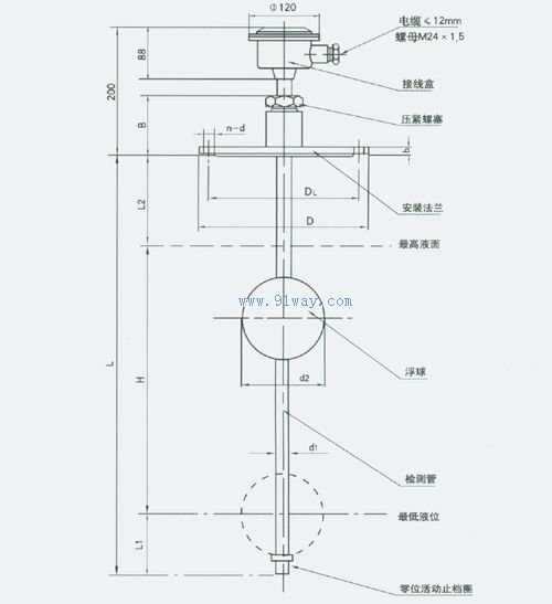 GSK干簧式水(液)位自動(dòng)控制器外形及安裝尺寸