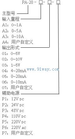PA-20單相電流變送器選型說(shuō)明