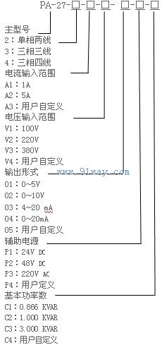 PA-27無(wú)功功率變送器型號(hào)說(shuō)明