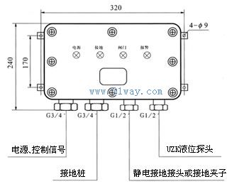 JYK型靜電接地溢油報警開關(guān)安裝尺寸