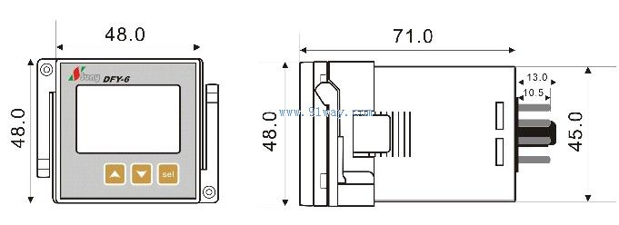 DFY-6三相電源相序保護(hù)計數(shù)器外形及安裝尺寸