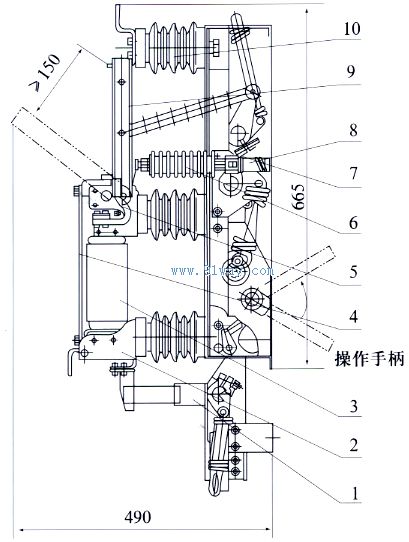 FZN16A-12系列真空負(fù)荷開(kāi)關(guān)外形尺寸