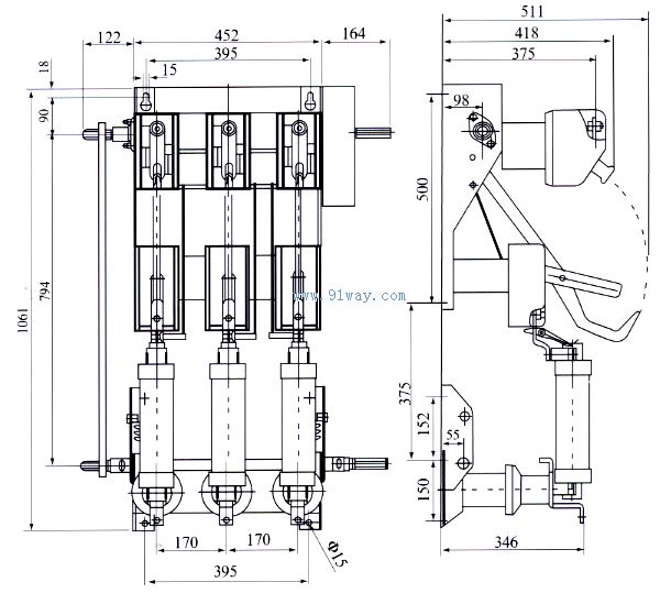 FN18-12系列戶內(nèi)高壓負(fù)荷開關(guān)安裝尺寸