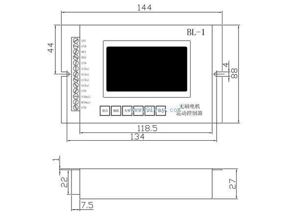 BL-1型無(wú)刷電機(jī)運(yùn)動(dòng)控制器外形尺寸