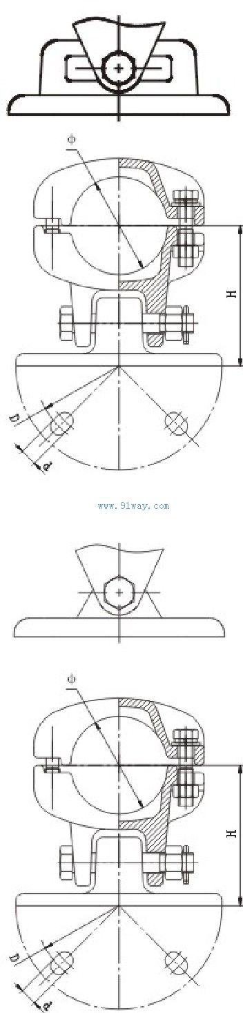 MGGH(MGG1)/MGGZ(MGG2)型管母線(xiàn)固定金具安裝尺寸