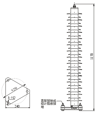 HY5W-110kV系列避雷器安裝尺寸