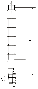 FSW-10kV系列復(fù)合橫擔(dān)絕緣子外形尺寸