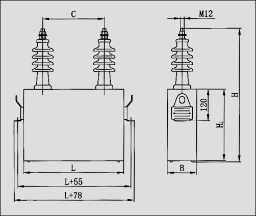 BFM系列高壓并聯(lián)電容器安裝尺寸