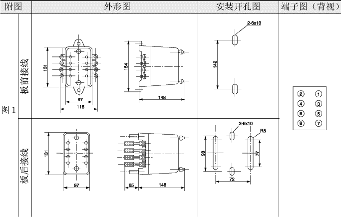 上繼廠繼電器安裝尺寸1