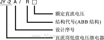 JY-2A/R型直流高低值電壓繼電器型號(hào)說(shuō)明