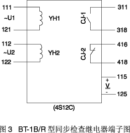 BT-1B/R型同步檢查繼電器接線圖