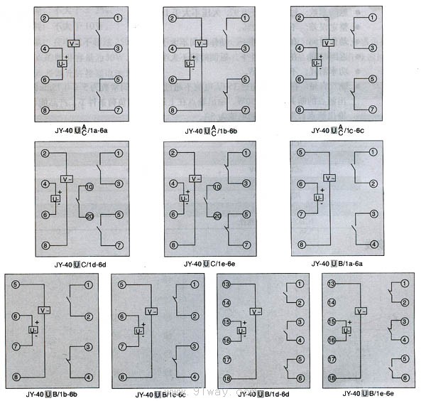 JY-40系列電壓繼電器接點(diǎn)圖