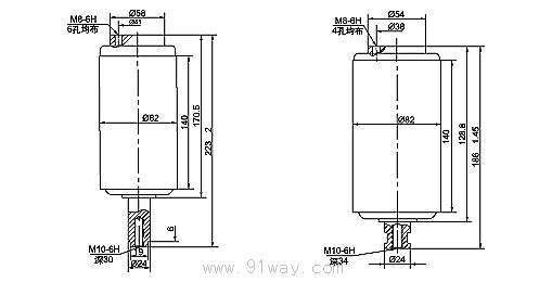 ZKTD-630/10KV-I,II型陶瓷真空開(kāi)關(guān)管外形尺寸