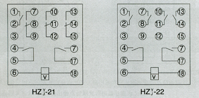 HZYJ-21.22系列靜態(tài)中間繼電器接線圖