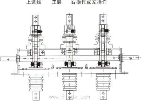 GNF38-12/630A型戶內(nèi)環(huán)網(wǎng)柜隔離開(kāi)關(guān)正視圖