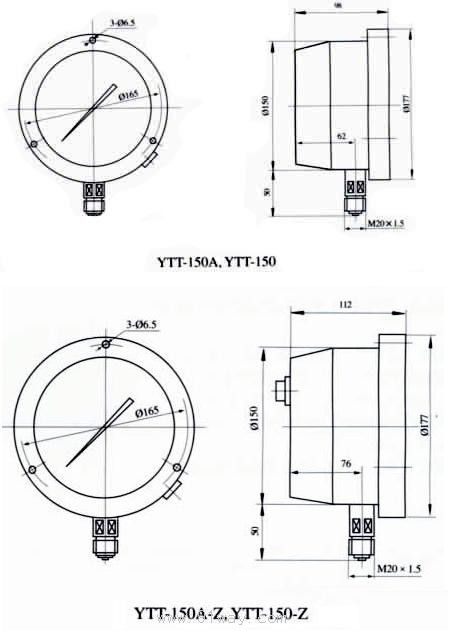 YTT-150Ͳ(dng)h(yun)γߴ