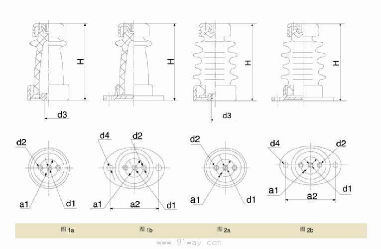 ZA,ZB,ZC,ZD,ZBW,ZN,ZAW,ZL系列戶內(nèi)支柱絕緣子外形尺寸1