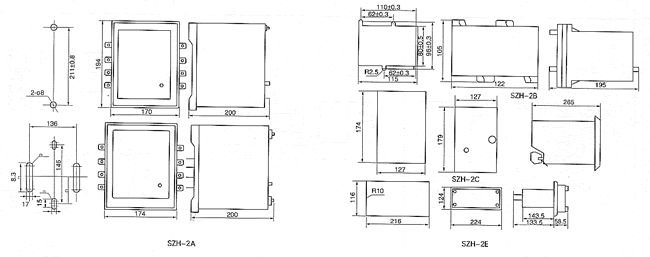 SZH-2B(SQP-1B/Ⅱ)數(shù)字頻率繼電器安裝尺寸