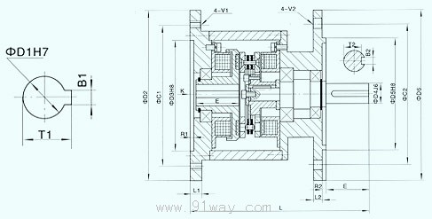 DLZ5系列雙法蘭式組合離合器外形尺寸