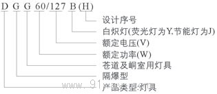 DGG60/127B(H)系列礦用型白熾燈型號(hào)說明