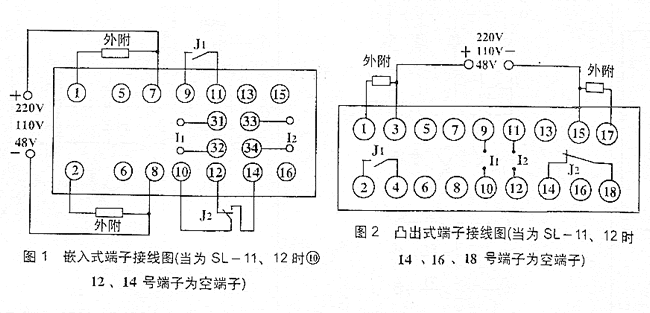 SL-11,SL-12系列靜態(tài)過流繼電器接點圖