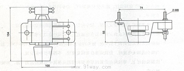 JL12系列過電流延時(shí)繼電器安裝尺寸