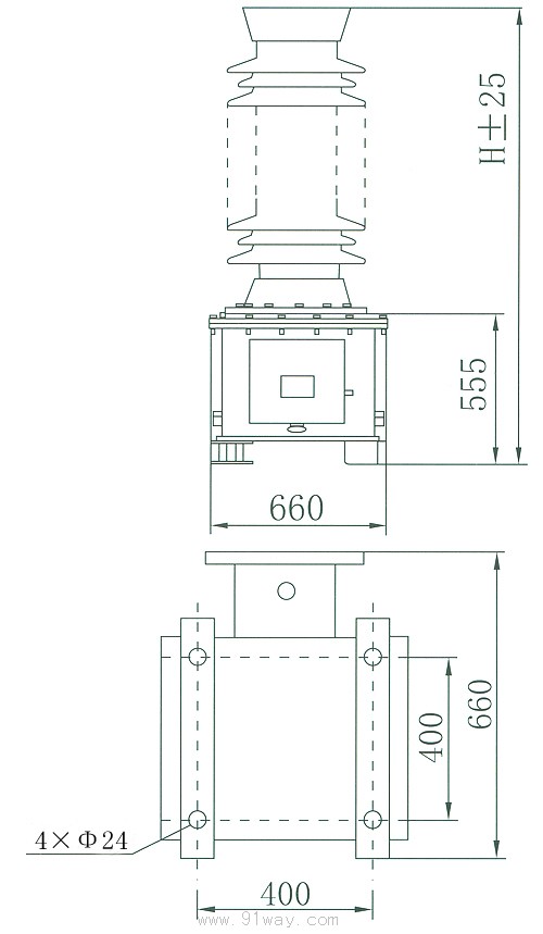 TYD35型電容式電壓互感器安裝尺寸