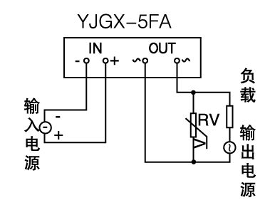 YJGX-5FA單相電路板式交流固態(tài)繼電器接線圖